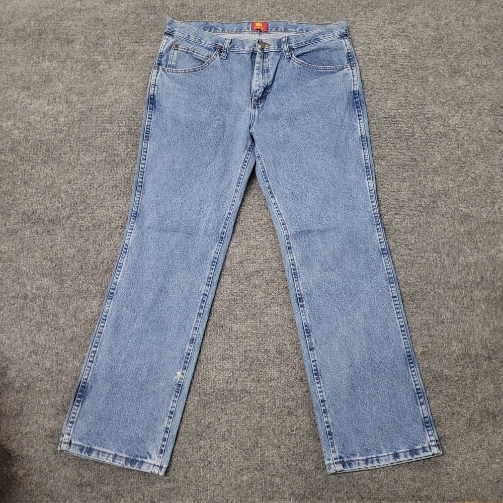 Wrangler Jeans Mens Size 34x30 Light Wash Slim Fit Straight Leg Denim 1036MWZSW